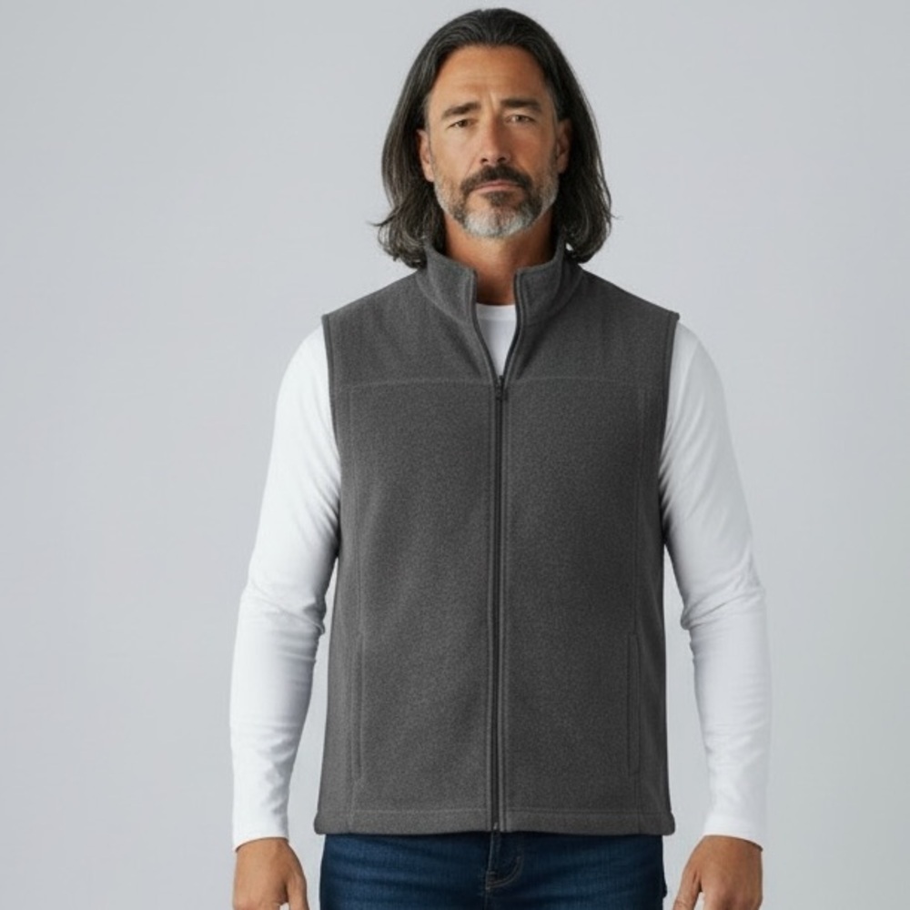 St. John’s Bay XL Gray Full Zip Fleece Vest Men’s  Business Casual Office